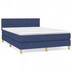 Боксспринг легло с матрак, синьо, 140x200 см, плат