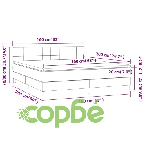 Боксспринг легло с матрак, светлосиво, 160x200 см, плат ➤ топ цена ➤ sorbe.bg