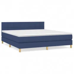 Боксспринг легло с матрак, синьо, 180x200 см, плат
