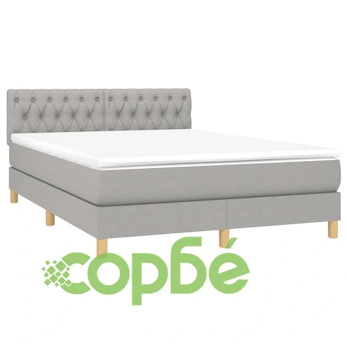 Боксспринг легло с матрак, светлосиво, 140x190 см плат ➤ топ цена ➤ sorbe.bg