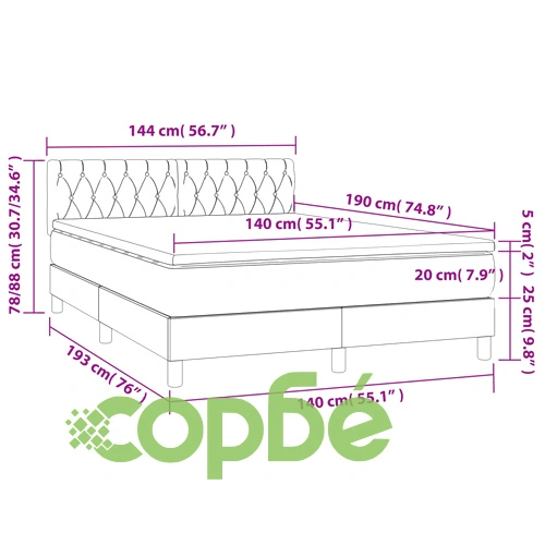 Боксспринг легло с матрак, светлосиво, 140x190 см плат ➤ топ цена ➤ sorbe.bg