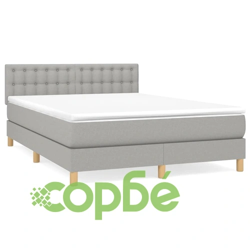 Боксспринг легло с матрак, светлосиво, 140x190 см плат ➤ топ цена ➤ sorbe.bg