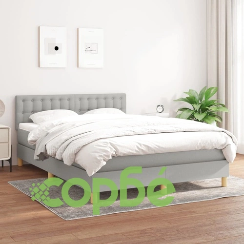 Боксспринг легло с матрак, светлосиво, 140x190 см плат ➤ топ цена ➤ sorbe.bg