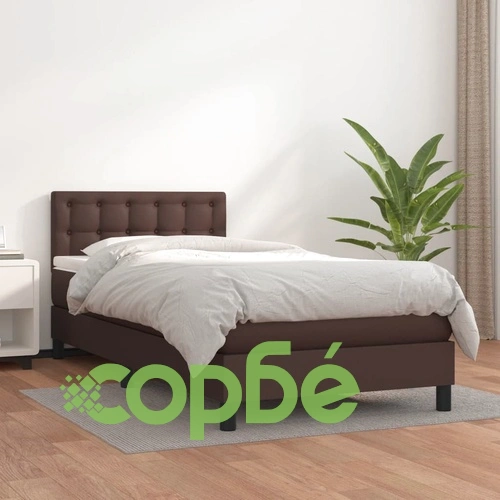 Боксспринг легло с матрак, кафяво, 80x200 см, изкуствена кожа ➤ топ цена ➤ sorbe.bg