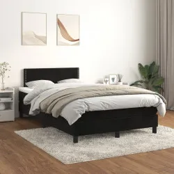 Боксспринг легло с матрак, черно, 120x200 см, кадифе