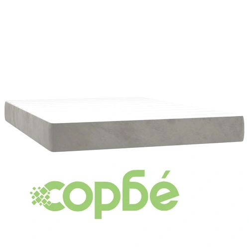 Боксспринг легло с матрак, светлосива, 140x190 см, кадифе ➤ топ цена ➤ sorbe.bg