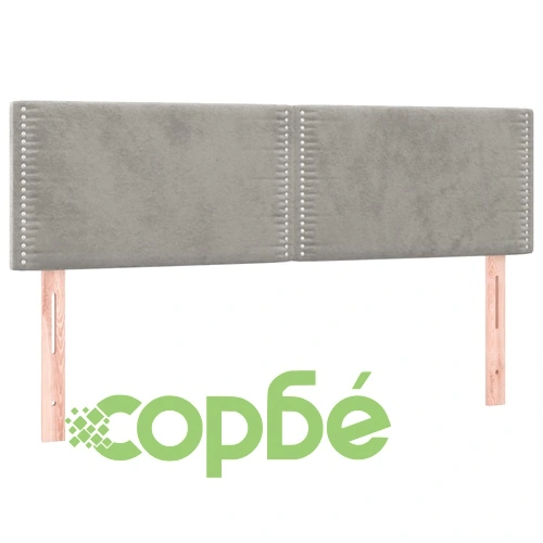 Боксспринг легло с матрак, светлосива, 140x190 см, кадифе ➤ топ цена ➤ sorbe.bg