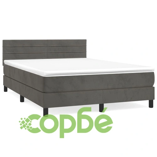 Боксспринг легло с матрак, тъмносиво, 140x190 см, кадифе ➤ топ цена ➤ sorbe.bg