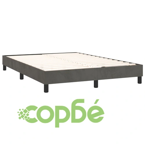 Боксспринг легло с матрак, тъмносиво, 140x190 см, кадифе ➤ топ цена ➤ sorbe.bg