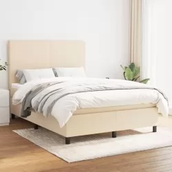 Боксспринг легло с матрак, кремаво, 140x190 см, плат