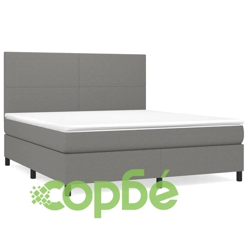 Боксспринг легло с матрак, тъмносиво, 180x200 см, плат ➤ топ цена ➤ sorbe.bg
