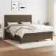 Боксспринг легло с матрак, тъмнокафяво, 180x200 см, плат