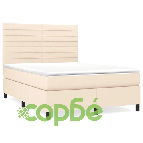 Боксспринг легло с матрак, кремаво, 140x190 см, плат ➤ топ цена ➤ sorbe.bg