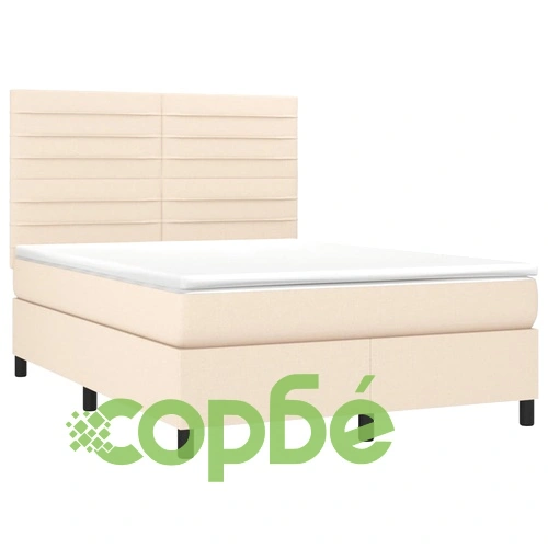 Боксспринг легло с матрак, кремаво, 140x190 см, плат ➤ топ цена ➤ sorbe.bg