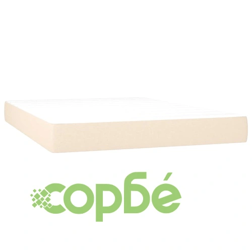 Боксспринг легло с матрак, кремаво, 140x190 см, плат ➤ топ цена ➤ sorbe.bg