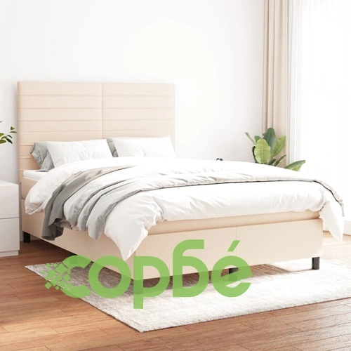 Боксспринг легло с матрак, кремаво, 140x190 см, плат ➤ топ цена ➤ sorbe.bg