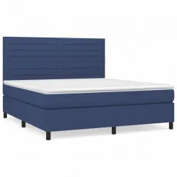 Боксспринг легло с матрак, синьо, 160x200 см, плат