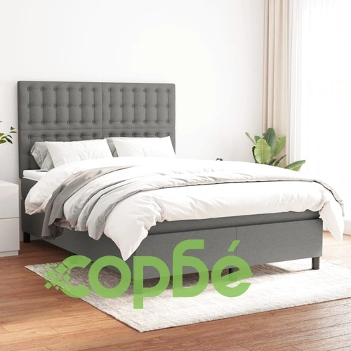 Боксспринг легло с матрак, тъмносиво, 140x190 см плат ➤ топ цена ➤ sorbe.bg
