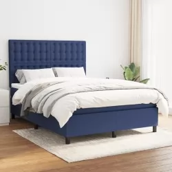 Боксспринг легло с матрак, синьо, 140x190 см, плат