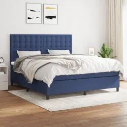 Боксспринг легло с матрак, синьо, 180x200 см, плат