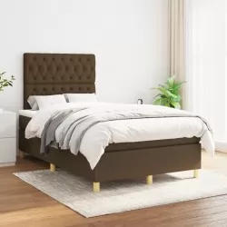 Боксспринг легло с матрак, тъмнокафяво, 120x200 см, плат