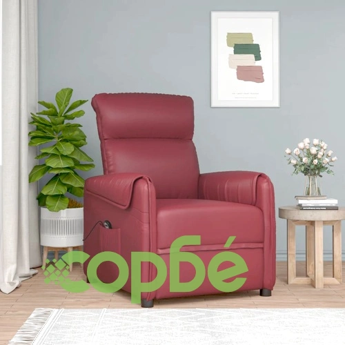 Електрически наклоняем стол, виненочервен, изкуствена кожа ➤ топ цена ➤ sorbe.bg