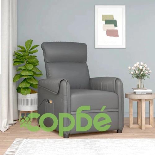 Изправящ масажен стол, сив, изкуствена кожа ➤ топ цена ➤ sorbe.bg