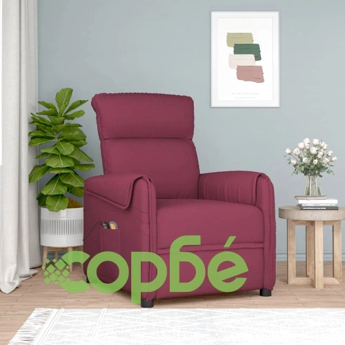 Изправящ масажен стол, виненочервен, текстил ➤ топ цена ➤ sorbe.bg