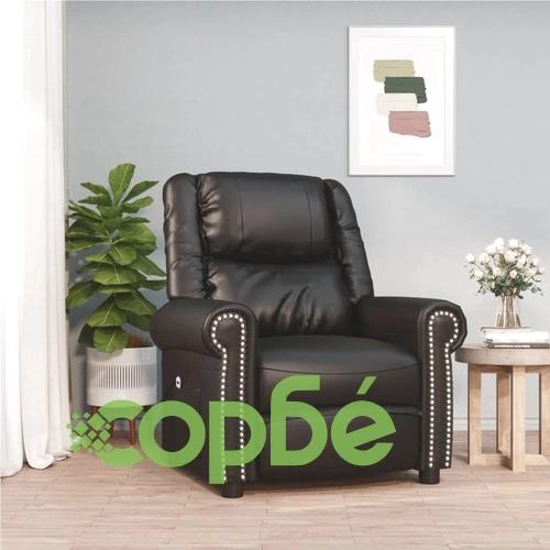 Изправящ стол, лъскаво черен, изкуствена кожа ➤ топ цена ➤ sorbe.bg