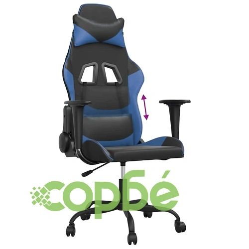 Гейминг стол, черно и синьо, изкуствена кожа ➤ топ цена ➤ sorbe.bg