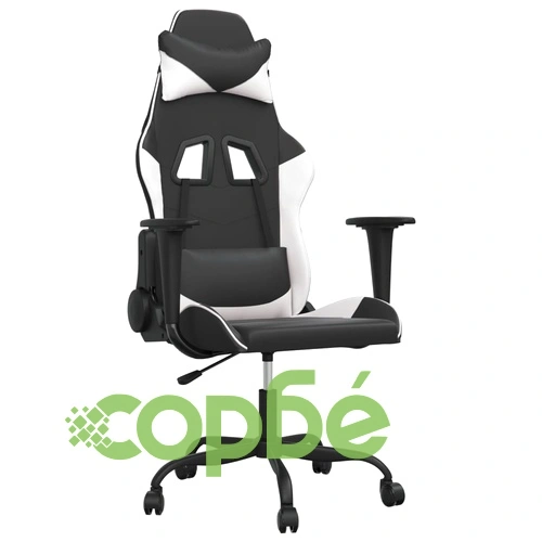 Гейминг стол, черно и бяло, изкуствена кожа ➤ топ цена ➤ sorbe.bg