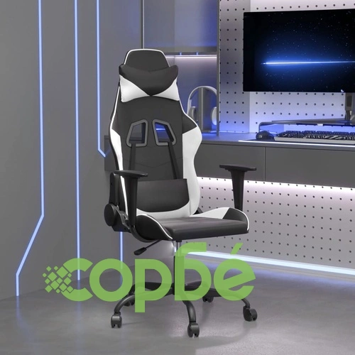 Гейминг стол, черно и бяло, изкуствена кожа ➤ топ цена ➤ sorbe.bg