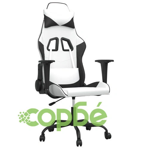 Гейминг стол, бяло и черно, изкуствена кожа ➤ топ цена ➤ sorbe.bg