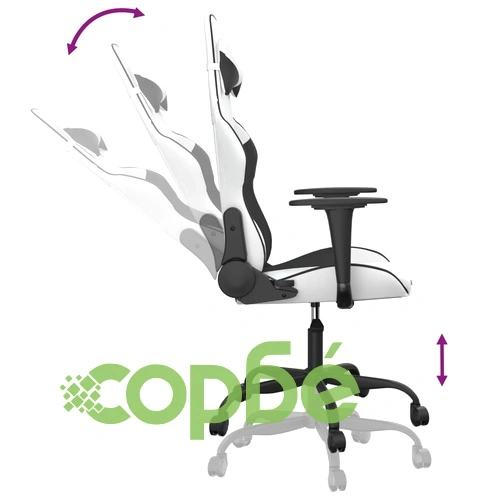 Гейминг стол, бяло и черно, изкуствена кожа ➤ топ цена ➤ sorbe.bg