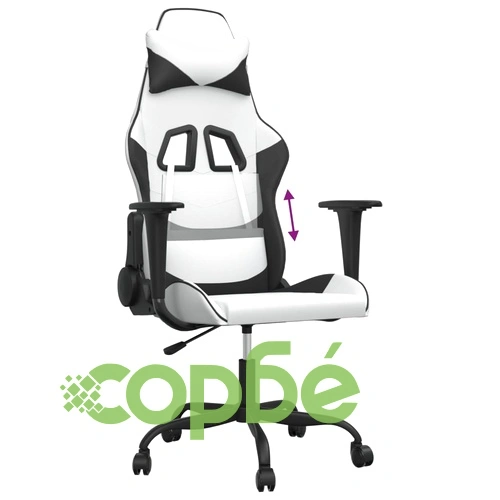 Гейминг стол, бяло и черно, изкуствена кожа ➤ топ цена ➤ sorbe.bg