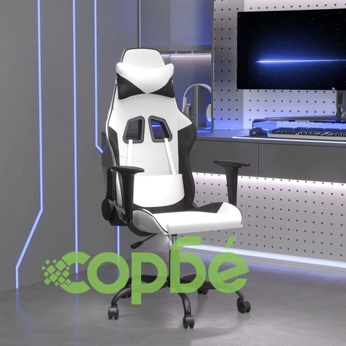 Гейминг стол, бяло и черно, изкуствена кожа ➤ топ цена ➤ sorbe.bg