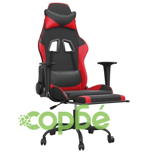 Гейминг стол с опора, черно и червено, изкуствена кожа ➤ топ цена ➤ sorbe.bg