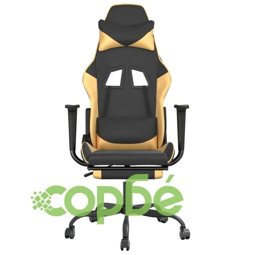 Гейминг стол с опора за крака черно и златисто изкуствена кожа ➤ топ цена ➤ sorbe.bg