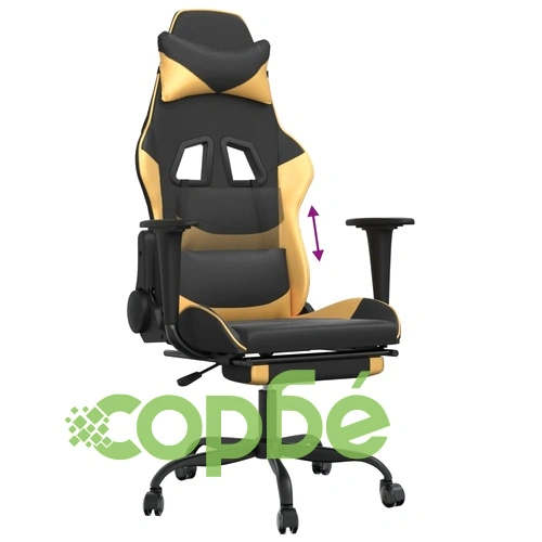 Гейминг стол с опора за крака черно и златисто изкуствена кожа ➤ топ цена ➤ sorbe.bg