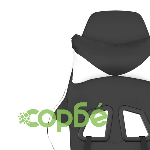 Гейминг стол с опора за крака, черно и бяло, изкуствена кожа ➤ топ цена ➤ sorbe.bg