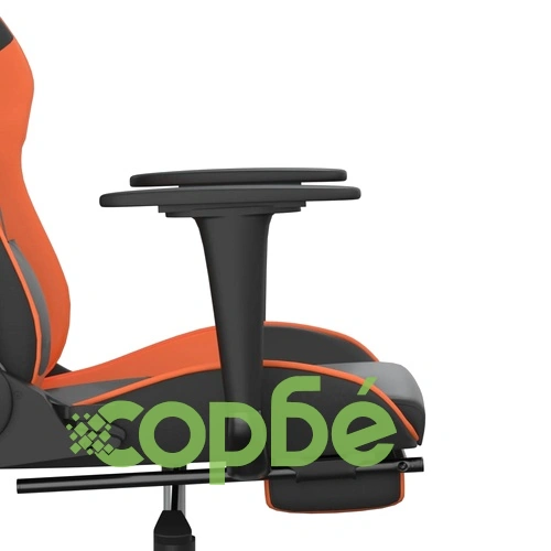 Гейминг стол с опора за крака, черно и оранжев, изкуствена кожа ➤ топ цена ➤ sorbe.bg