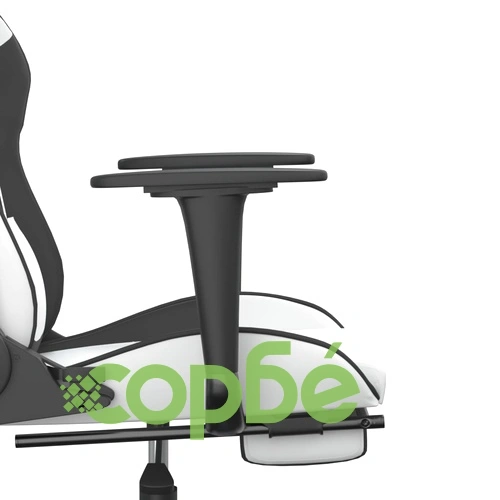 Гейминг стол с опора за крака, бяло и черно, изкуствена кожа ➤ топ цена ➤ sorbe.bg