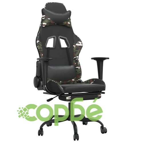 Гейминг стол с опора за крака черно и камуфлаж изкуствена кожа ➤ топ цена ➤ sorbe.bg