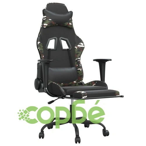 Гейминг стол с опора за крака черно и камуфлаж изкуствена кожа ➤ топ цена ➤ sorbe.bg