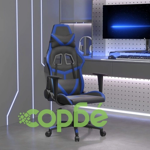 Гейминг стол, черно и синьо, изкуствена кожа ➤ топ цена ➤ sorbe.bg