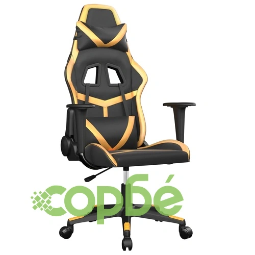 Гейминг стол, черно и златисто, изкуствена кожа ➤ топ цена ➤ sorbe.bg