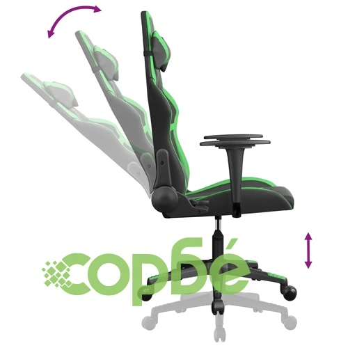 Гейминг стол, черно и зелено, изкуствена кожа ➤ топ цена ➤ sorbe.bg