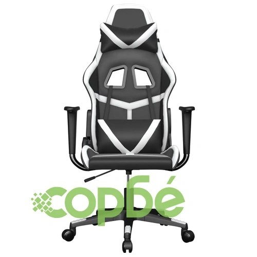 Гейминг стол, черно и бяло, изкуствена кожа ➤ топ цена ➤ sorbe.bg