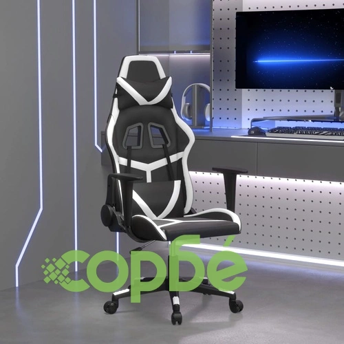 Гейминг стол, черно и бяло, изкуствена кожа ➤ топ цена ➤ sorbe.bg