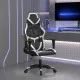 Гейминг стол, черно и бяло, изкуствена кожа